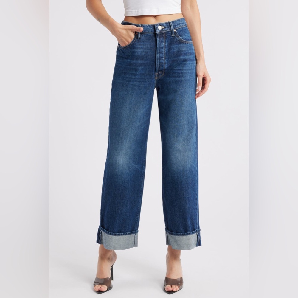MOTHER LIL SPITFIRE WIDE LEG CUFF JEANS SIZE 26 NWT